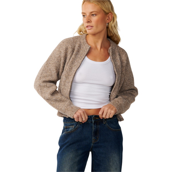 2026 Rip Curl Womens Venture Zip Thru Cardigan 048WKN - Mocha